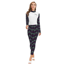 Cargar imagen en el visor de la galería, TRP Twisted Patterns 03: Chevron Hearts 01-01 Designer Mock Neck Long Sleeve Jumpsuit with Zipper