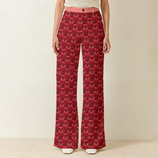 Floral Embosses: Roses 02-01 Designer Wide Leg Pants