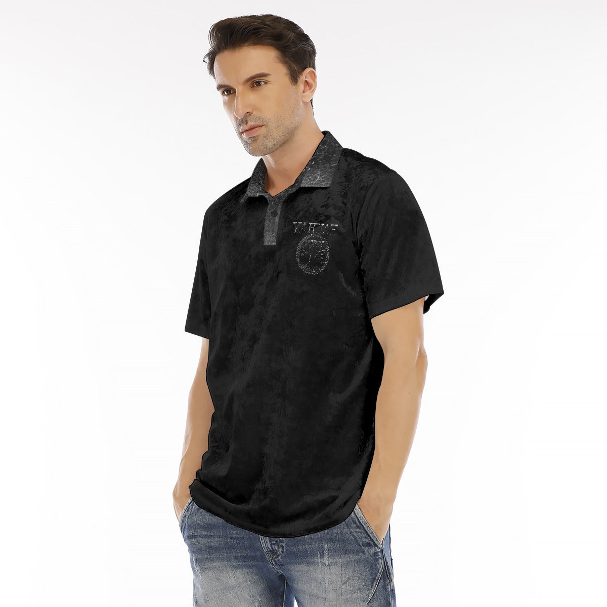 Yahuah-Tree of Life 02-04 Men's Designer Velvet Polo Shirt