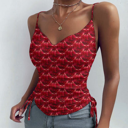 Floral Embosses: Roses 02-01 Designer Drawstring Camisole