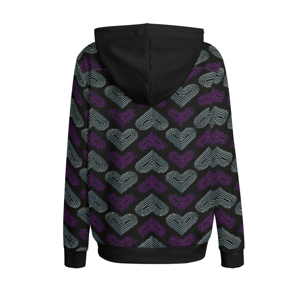 TRP Twisted Patterns 03: Chevron Hearts 01-01 Ladies Designer Triblend Pullover Hoodie | Interlock