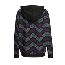 Cargar imagen en el visor de la galería, TRP Twisted Patterns 03: Chevron Hearts 01-01 Ladies Designer Triblend Pullover Hoodie | Interlock