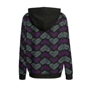 TRP Twisted Patterns 03: Chevron Hearts 01-01 Ladies Designer Triblend Pullover Hoodie | Interlock