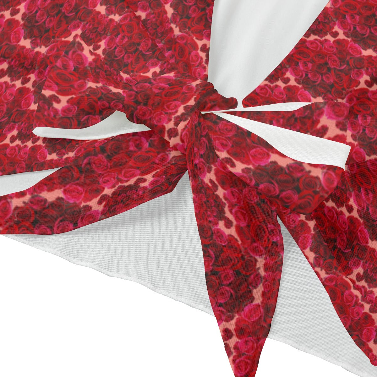 Floral Embosses: Roses 02-01 Tie-front Bell Sleeve Blouse