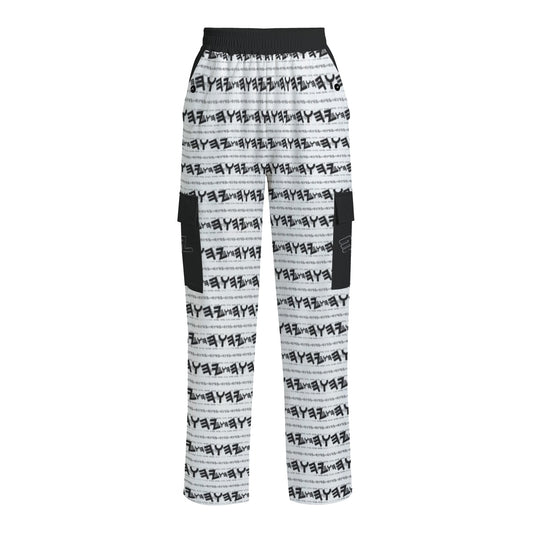 Most High God - Yahuah 01-01 White Ladies Designer Cargo Sweatpants (Style 01)