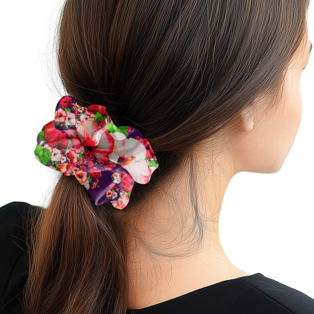 TRP Floral Print 03: Hibiscus Flowers 01-01 Tropical Bloom Satin Scrunchie