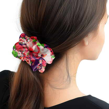 TRP Floral Print 03: Hibiscus Flowers 01-01 Tropical Bloom Satin Scrunchie