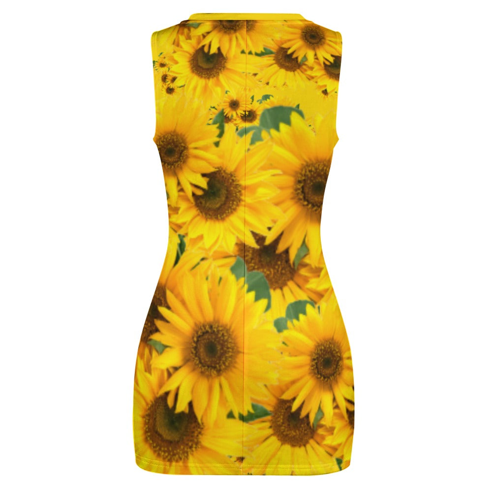 TRP Floral Print 04: Sunflowers 01 Designer Hip Wrap Dress (4 colors)