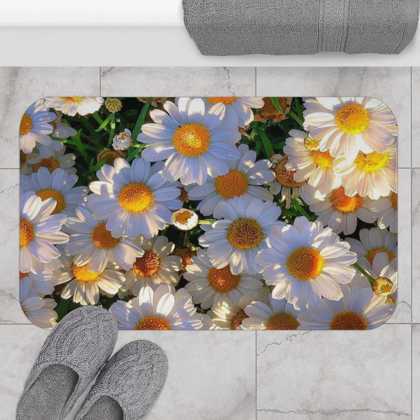 Sun-Kissed Meadow Bath Mat – Floral Bathroom Rug