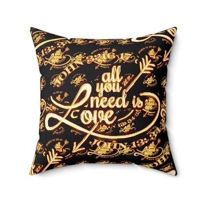 Illustrated Truth 02-02 "All You Need is Love" Faux Suede Square Pillow (4 sizes)