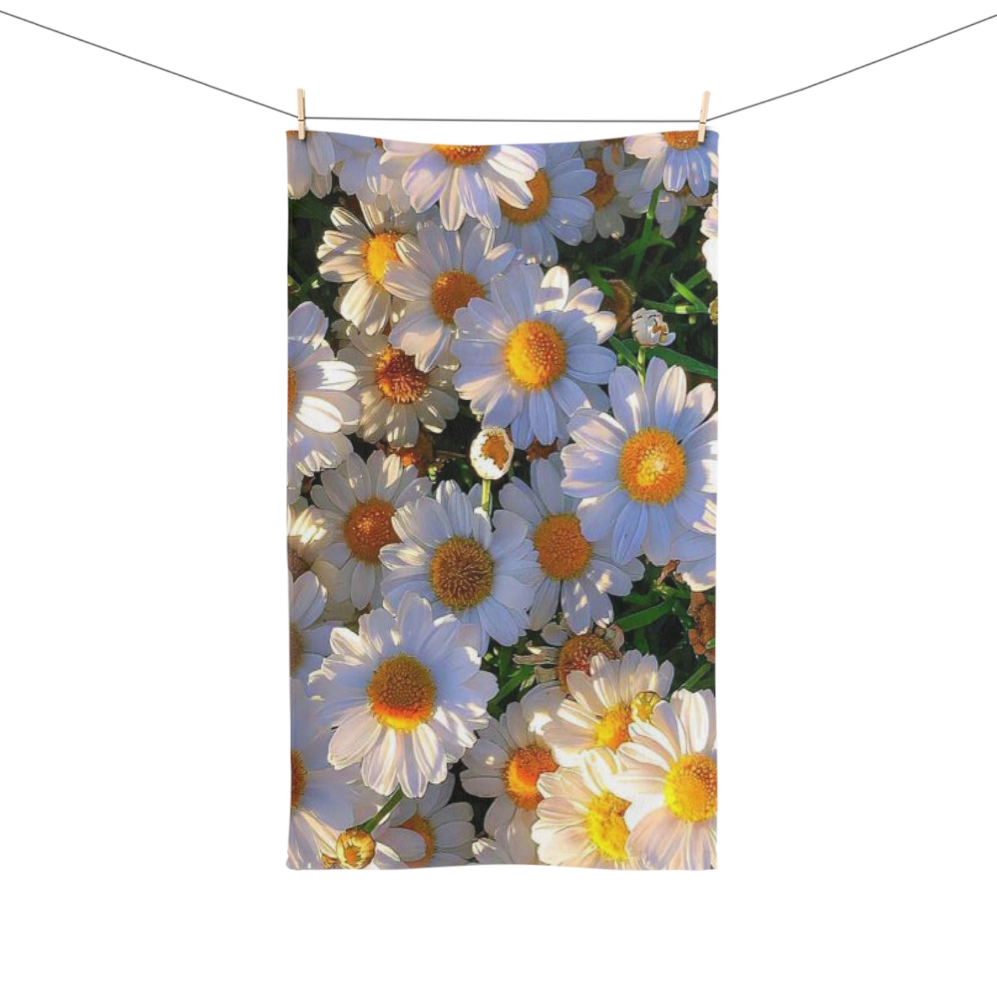Sun-Kissed Meadow Hand Towel – Bright White & Yellow Garden Print
