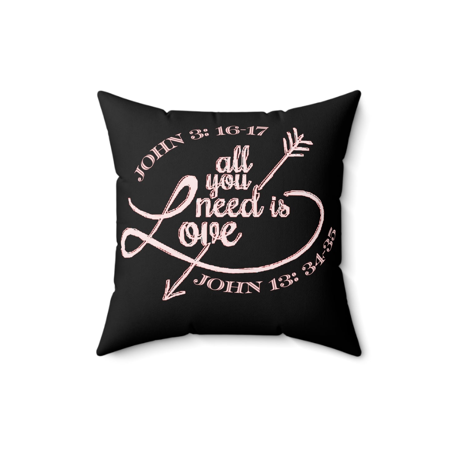 Illustrated Truth 02-01 "All You Need is Love" Designer Faux Suede Square Throw Pillow (4 sizes)