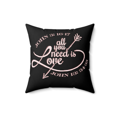 Illustrated Truth 02-01 "All You Need is Love" Faux Suede Square Throw Pillow (4 sizes)