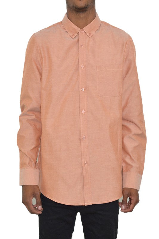 Solid Color Button-down Collar Shirt with Chest Pocket (9 colors)