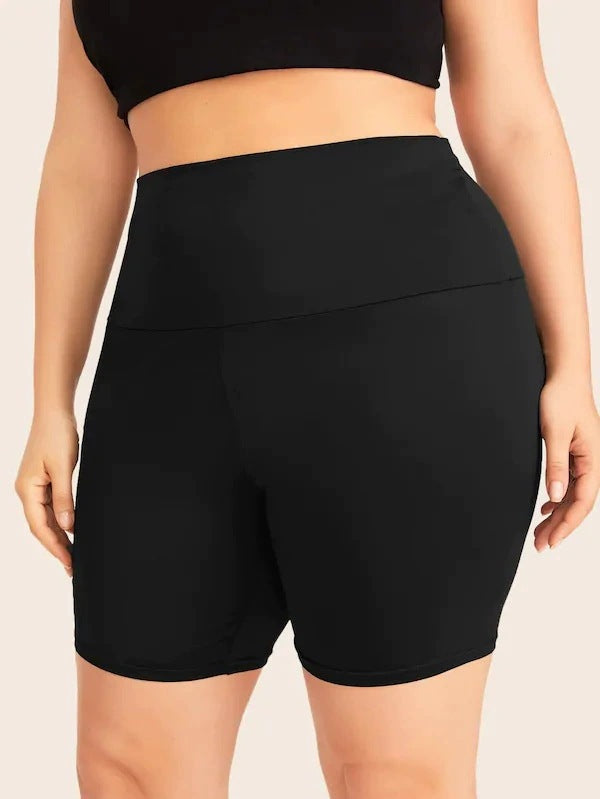 Black Hollow Out Yoga Shorts