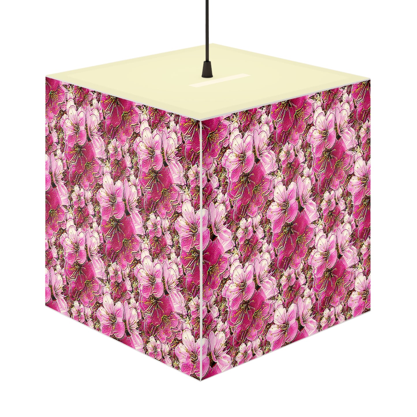 Electric Flora: Neon Sakura Cherry Blossoms Cube Bedside Lamp