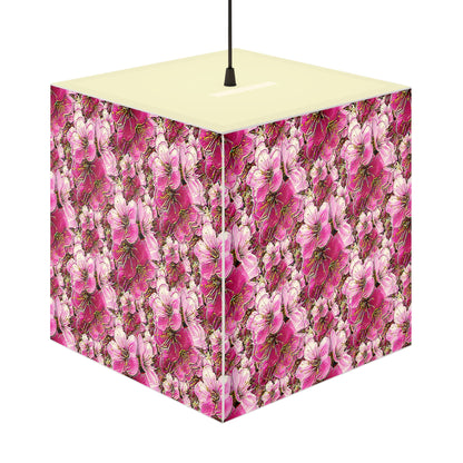 Electric Flora: Neon Sakura Cherry Blossoms Cube Bedside Lamp