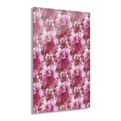 Electric Flora: Neon Sakura Cherry Blossoms Acrylic Print (French Cleat Hanging)