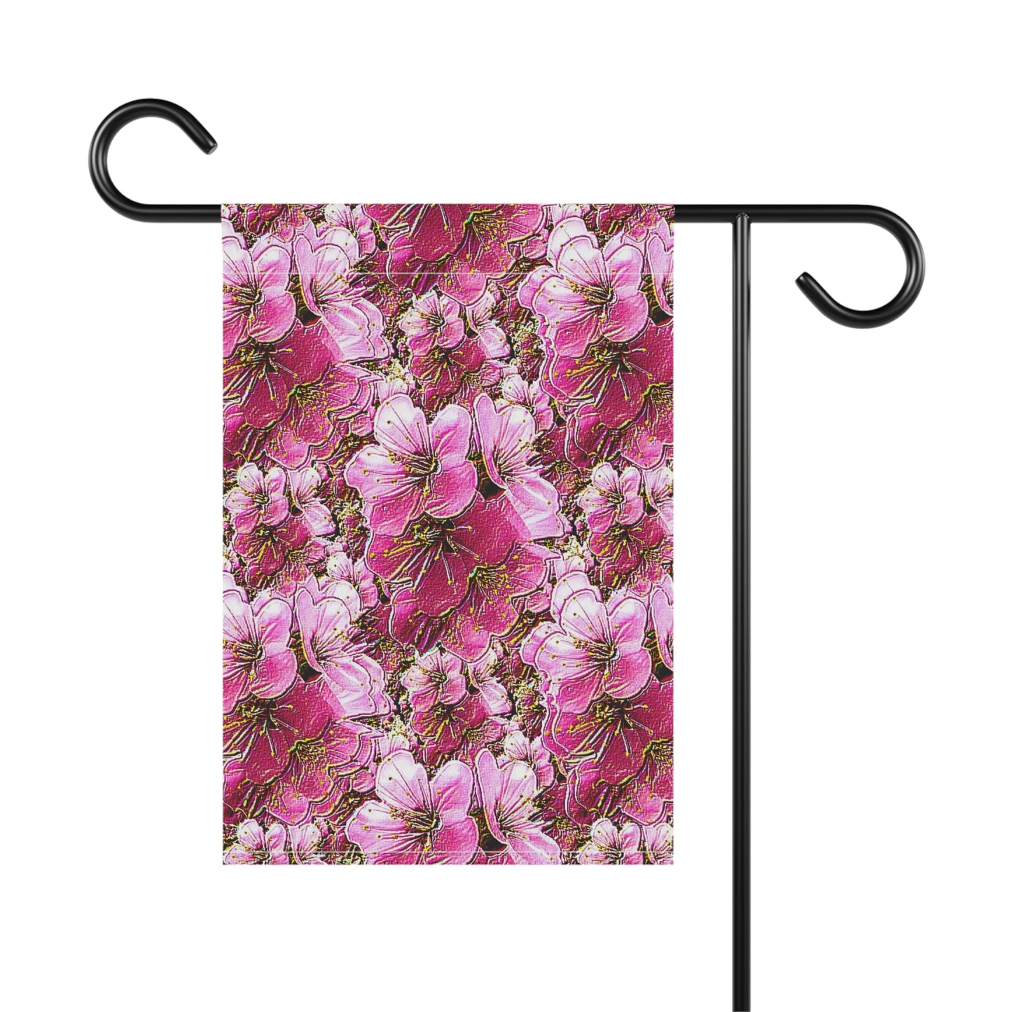 Electric Flora: Neon Sakura Cherry Blossoms Garden Flag