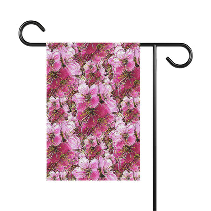 Electric Flora: Neon Sakura Cherry Blossoms Garden Flag
