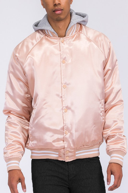 Satin Solid Color Varsity Jacket (7 colors)