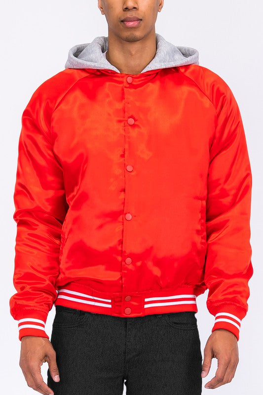 Satin Solid Color Varsity Jacket (7 colors)