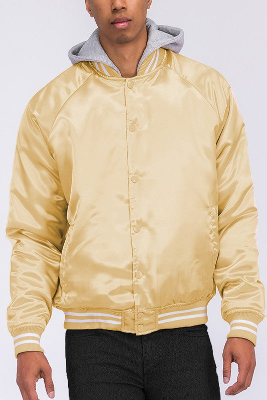 Satin Solid Color Varsity Jacket (7 colors)