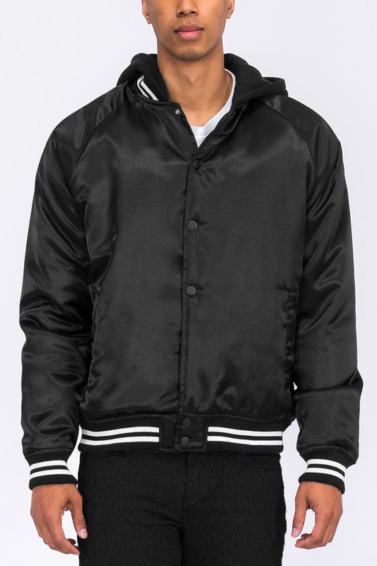 Satin Solid Color Varsity Jacket (7 colors)