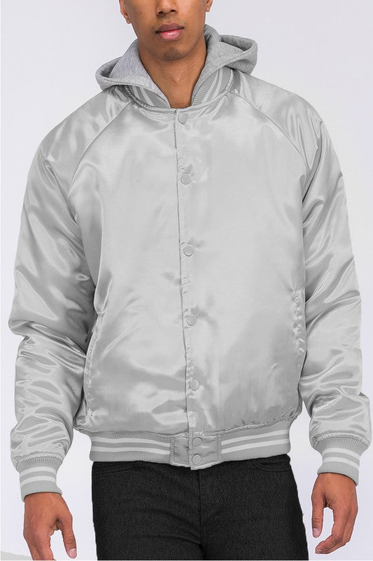 Satin Solid Color Varsity Jacket (7 colors)