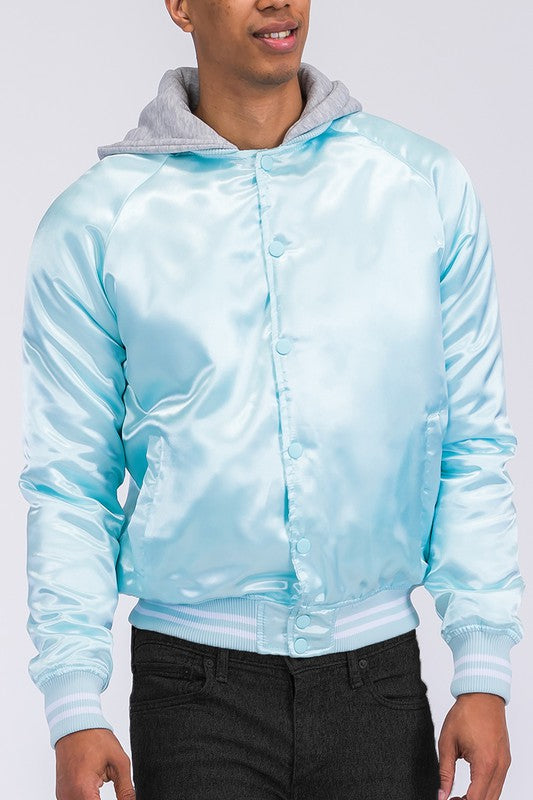 Satin Solid Color Varsity Jacket (7 colors)