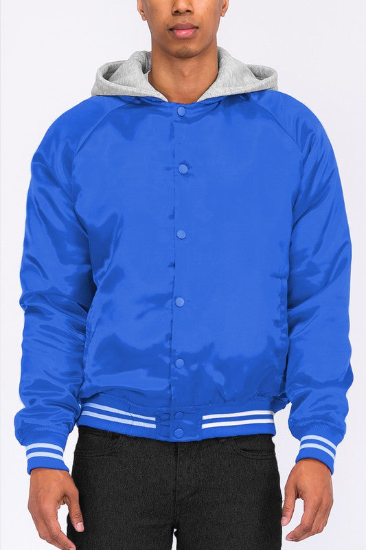 Satin Solid Color Varsity Jacket (7 colors)