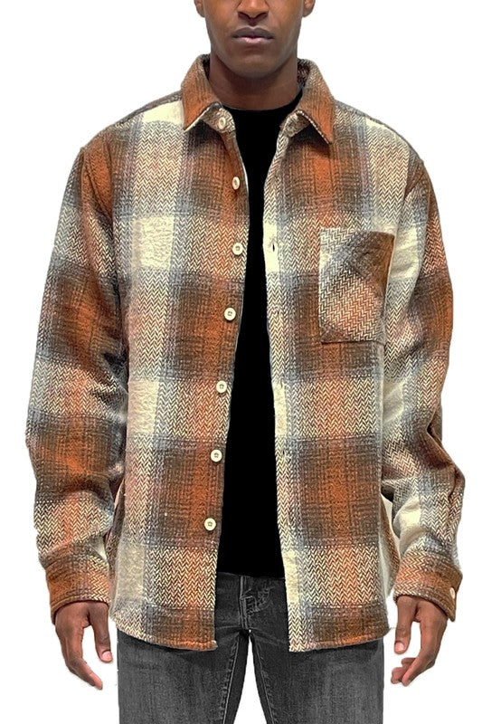 Polyester + Wool Blend Long Sleeve Flannel Shirt (4 colors)