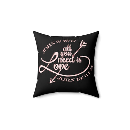 Illustrated Truth 02-01 "All You Need is Love" Faux Suede Square Throw Pillow (4 sizes)