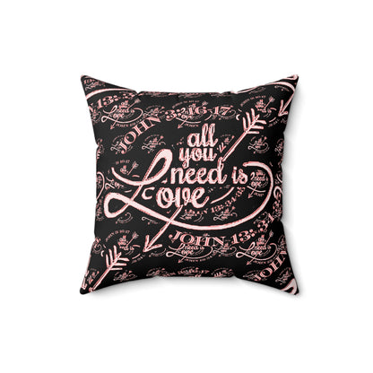 Illustrated Truth 02-01 "All You Need is Love" Faux Suede Square Throw Pillow (4 sizes)