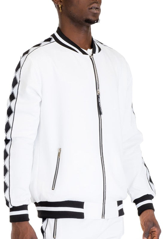 Solid White Diamond Tape Tracksuit