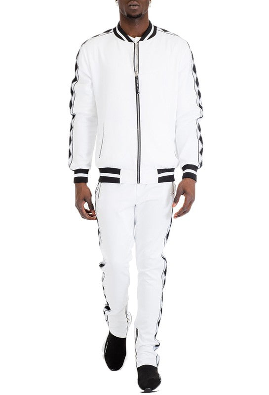 Solid White Diamond Tape Tracksuit