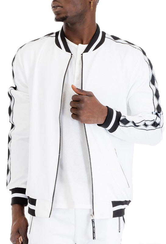 Solid White Diamond Tape Tracksuit