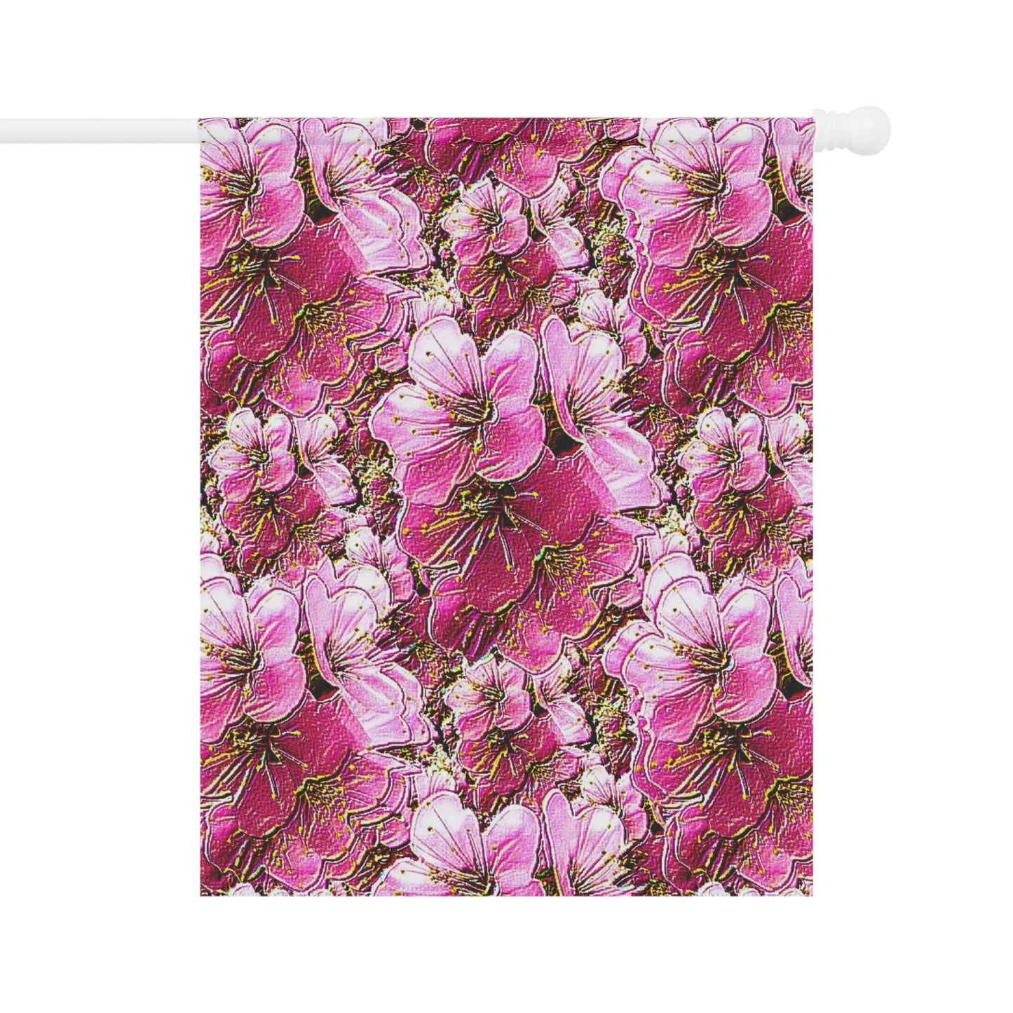 Electric Flora: Neon Sakura Cherry Blossoms Garden Flag