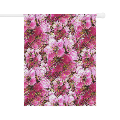 Electric Flora: Neon Sakura Cherry Blossoms Garden Flag