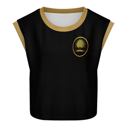 Yahuah-Tree of Life 03-01 Contrast-Rib Knit Crop Top