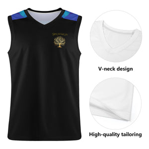 Yahuah-Tree of Life 01 Royal Camiseta de baloncesto con cuello en V de diseñador para hombre 
