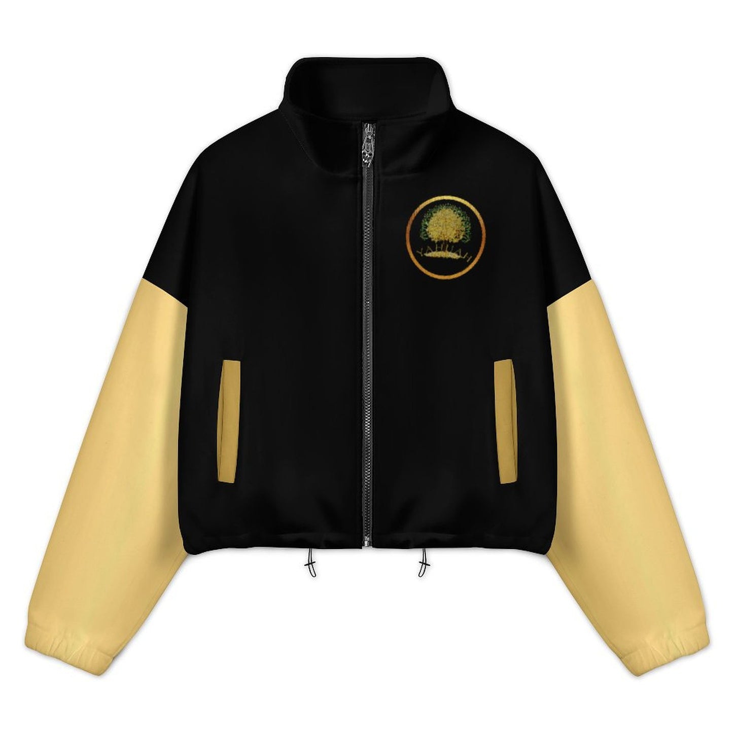 Yahuah-Tree of Life 03-01 Designer Cropped Drop Shoulder Fleece Jacket