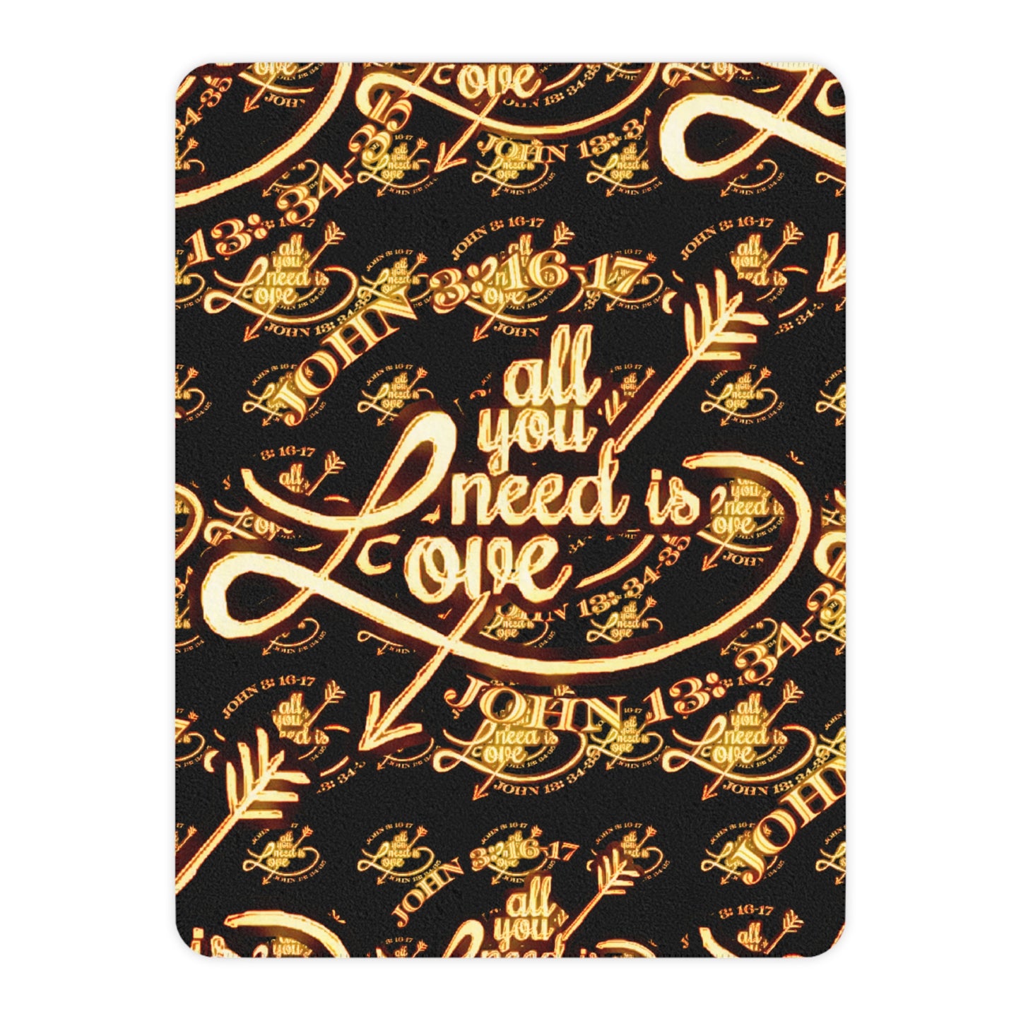 Illustrated Truth 02-02 "All You Need is Love" Designer Cozy Tan Sherpa Blanket