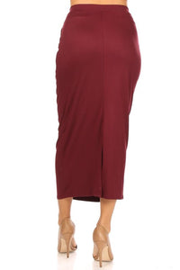 Falda lápiz midi de color liso con abertura en la espalda (5 colores)