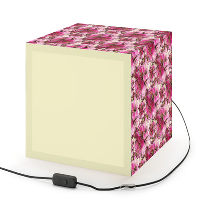 Electric Flora: Neon Sakura Cherry Blossoms Cube Bedside Lamp