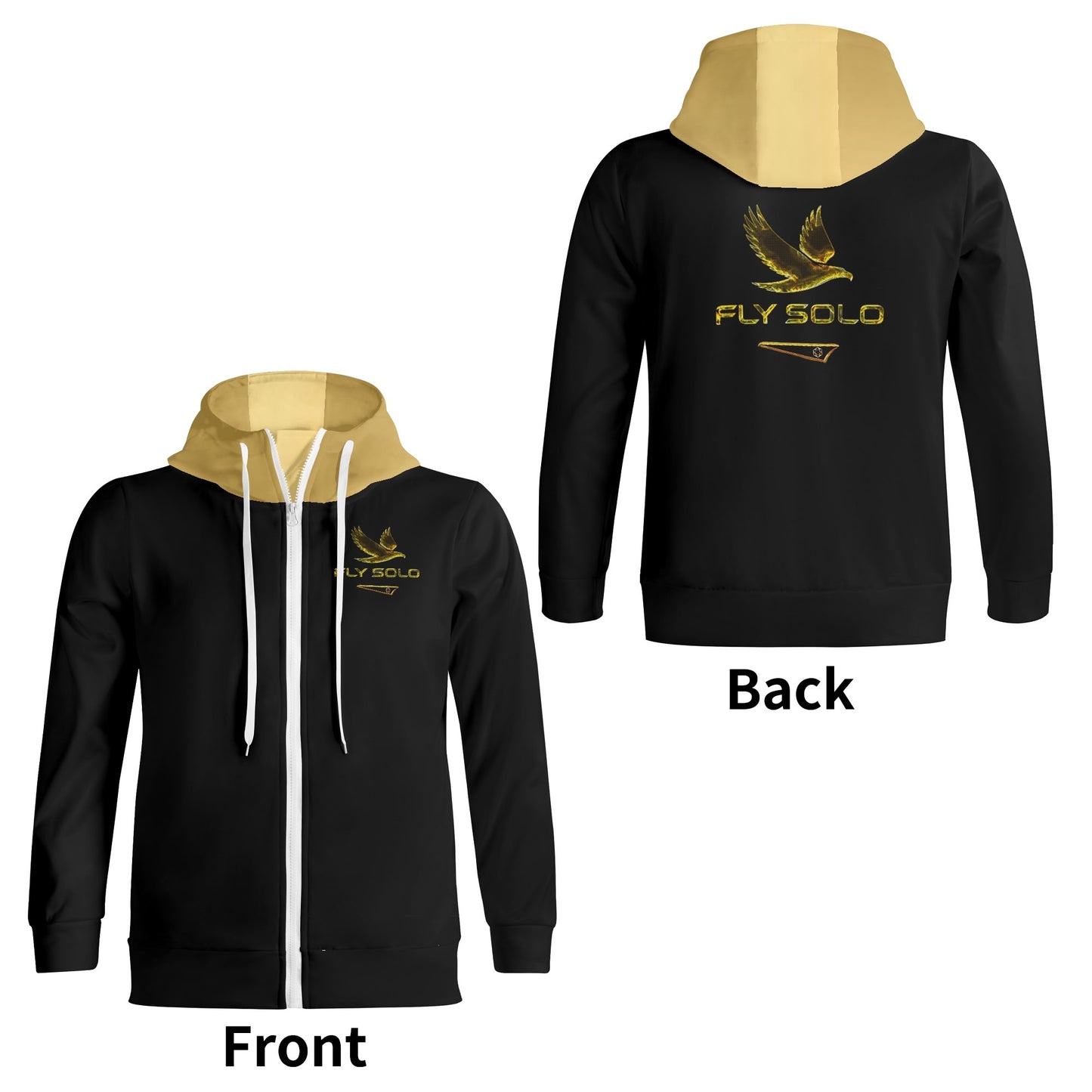 Outspoken Designs 03-02 "Fly Solo" Designer Triblend High Neck Full Zip Unisex Hoodie