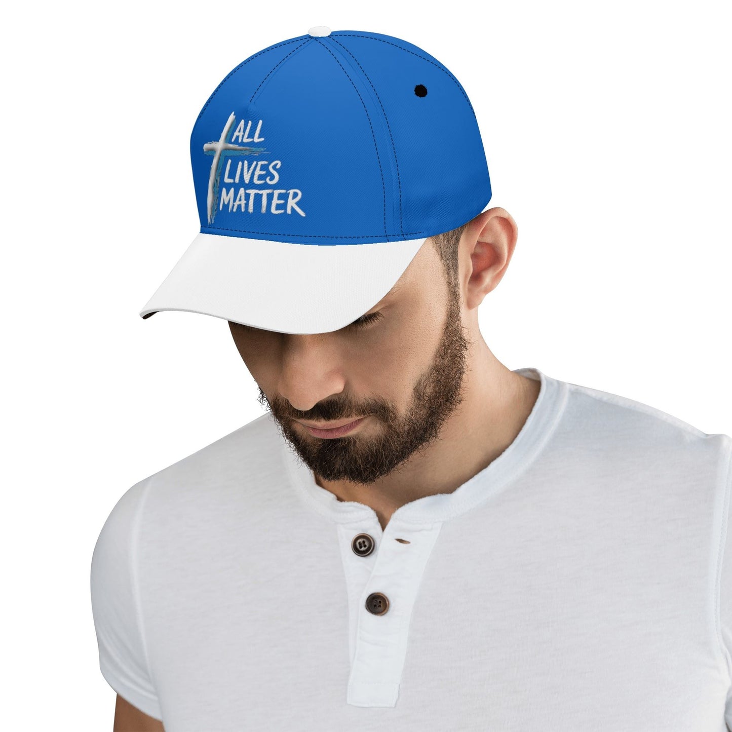 Outspoken Designs 04-02 "All Lives Matter" Designer Curved Brim Baseball Cap (True Royal)