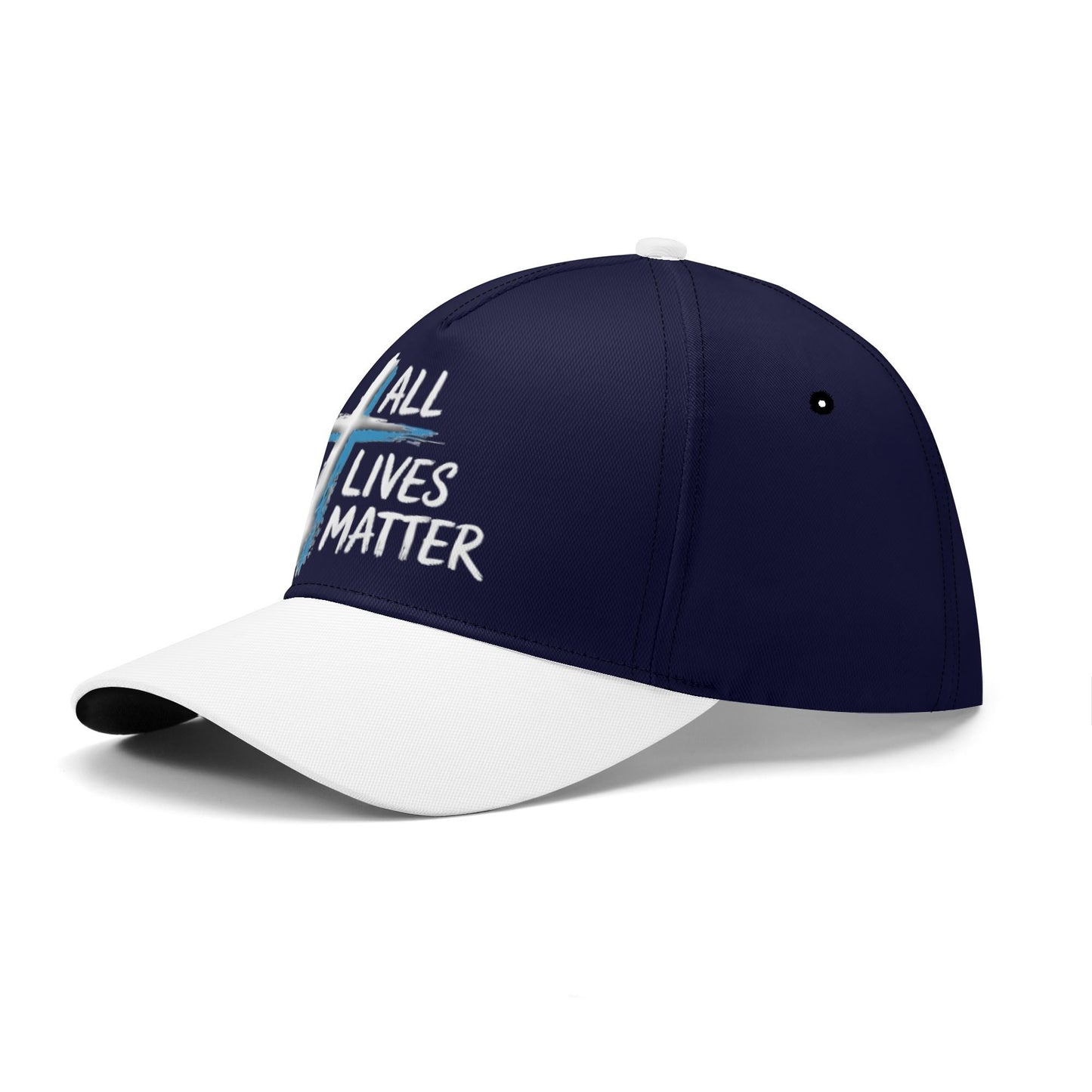 Outspoken Designs 04-02 "All Lives Matter" Designer Curved Brim Baseball Cap (Dark Navy)