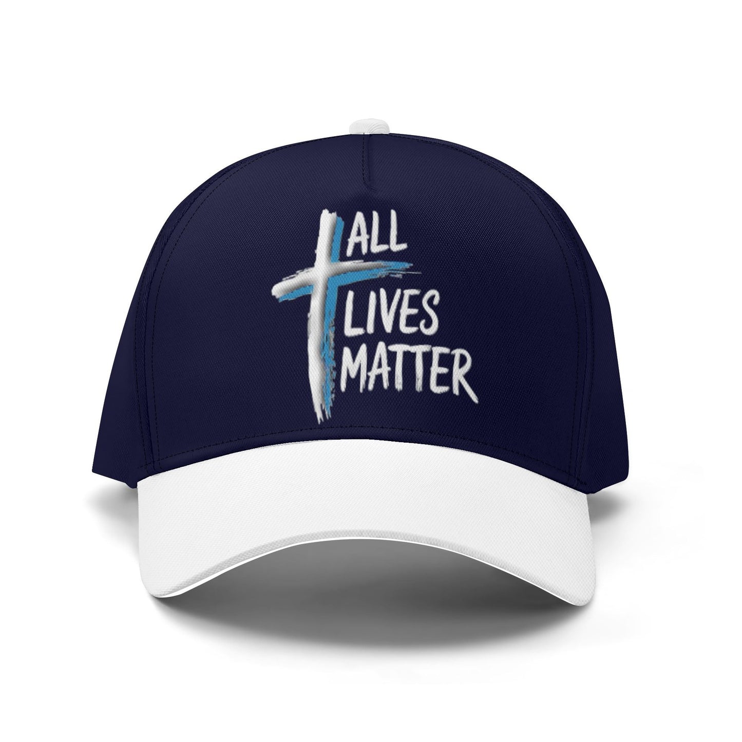 Outspoken Designs 04-02 "All Lives Matter" Designer Curved Brim Baseball Cap (Dark Navy)