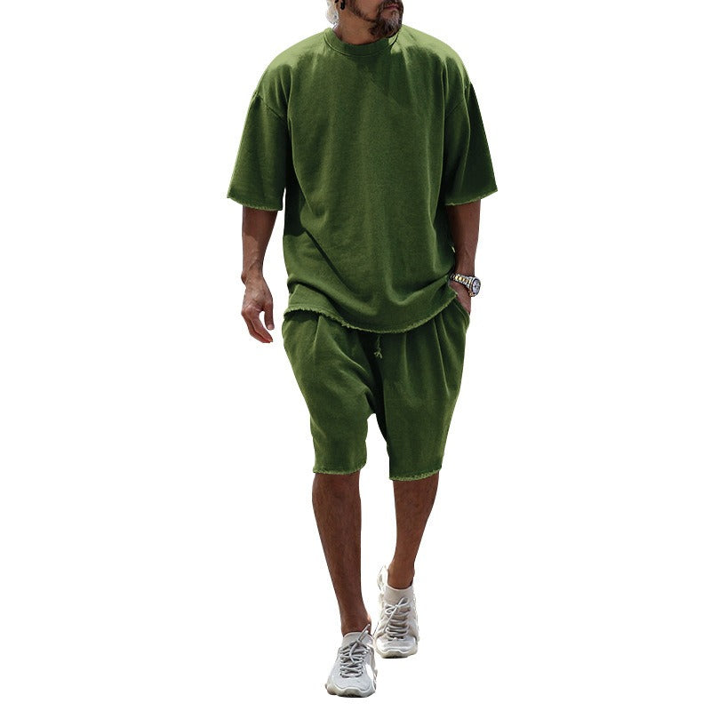 Two Piece Short Sleeve T-shirt and Shorts Set for Men (8 colors)